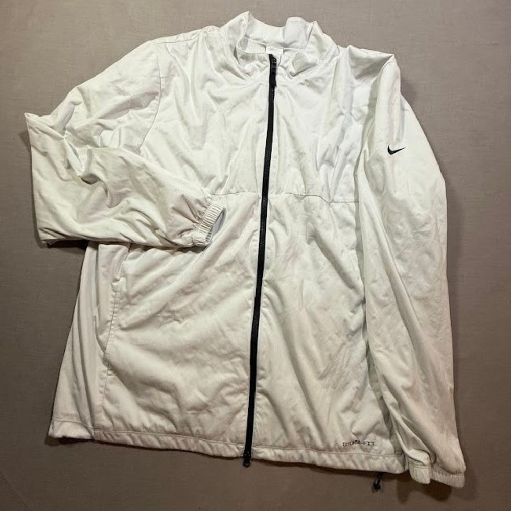 Nike StormFIT Mens XL‎ White Lightweight Full Zip Jacket Windbreaker Athletic